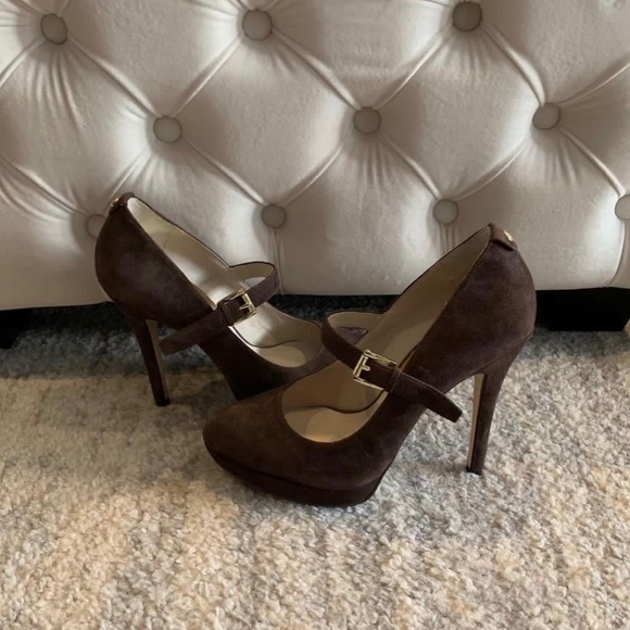 NEW Michael Kors Brown Suede Heels Sz 8 - Picture 2 of 5
